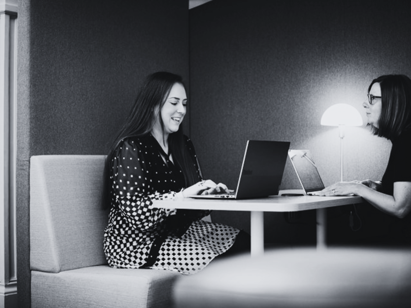 office workers conversing